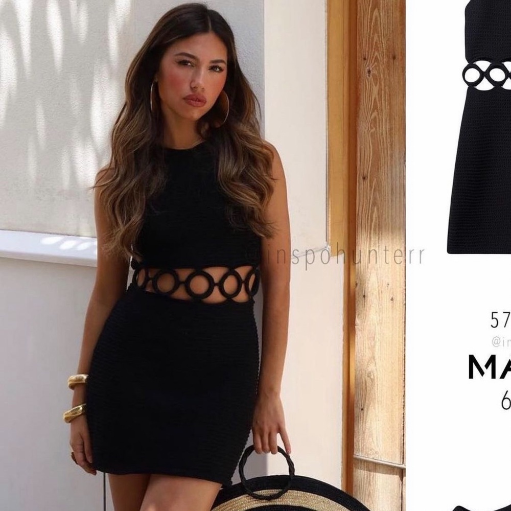MANGO Knit Black Dress